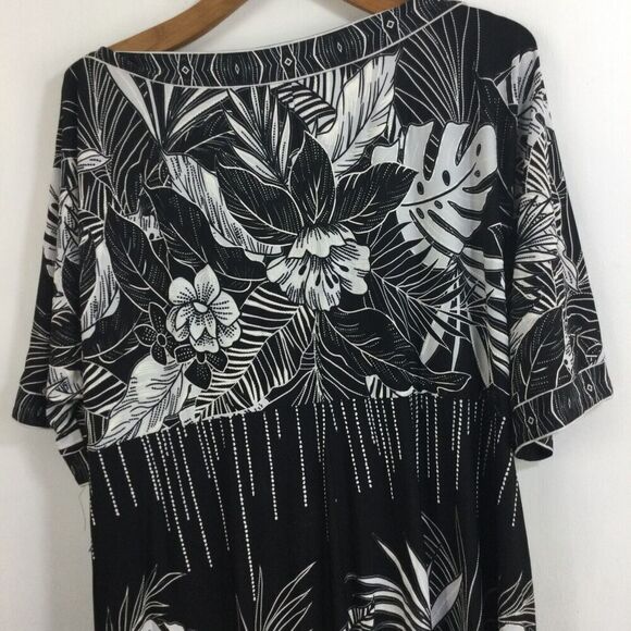 Signature By Robbie Bee Womens Floral Boat Neck Sheath Dress Black Plus Size 3X - Picture 7 of 11